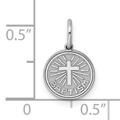 Sterling Silver Rhodium-Plated Baptism Charm with Polished Finish  Children’s