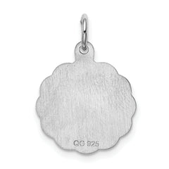 Sterling Silver Rhodium-plated Praying Hands Disc Charm