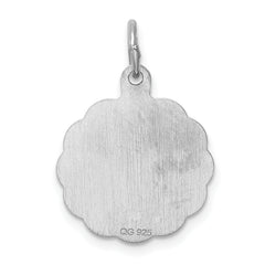 Sterling Silver 925 Rhodium-Plated Jesus Loves Me Polished Disc Charm by Sophia Jewelers