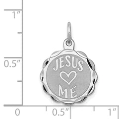 Sterling Silver 925 Rhodium-Plated Jesus Loves Me Polished Disc Charm by Sophia Jewelers