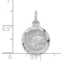 Sterling Silver Rhodium-plated Graduation Day Disc Charm