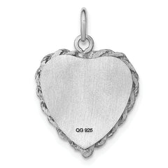 Sterling Silver Rhodium-plated Graduation Cap & Diploma Disc Charm