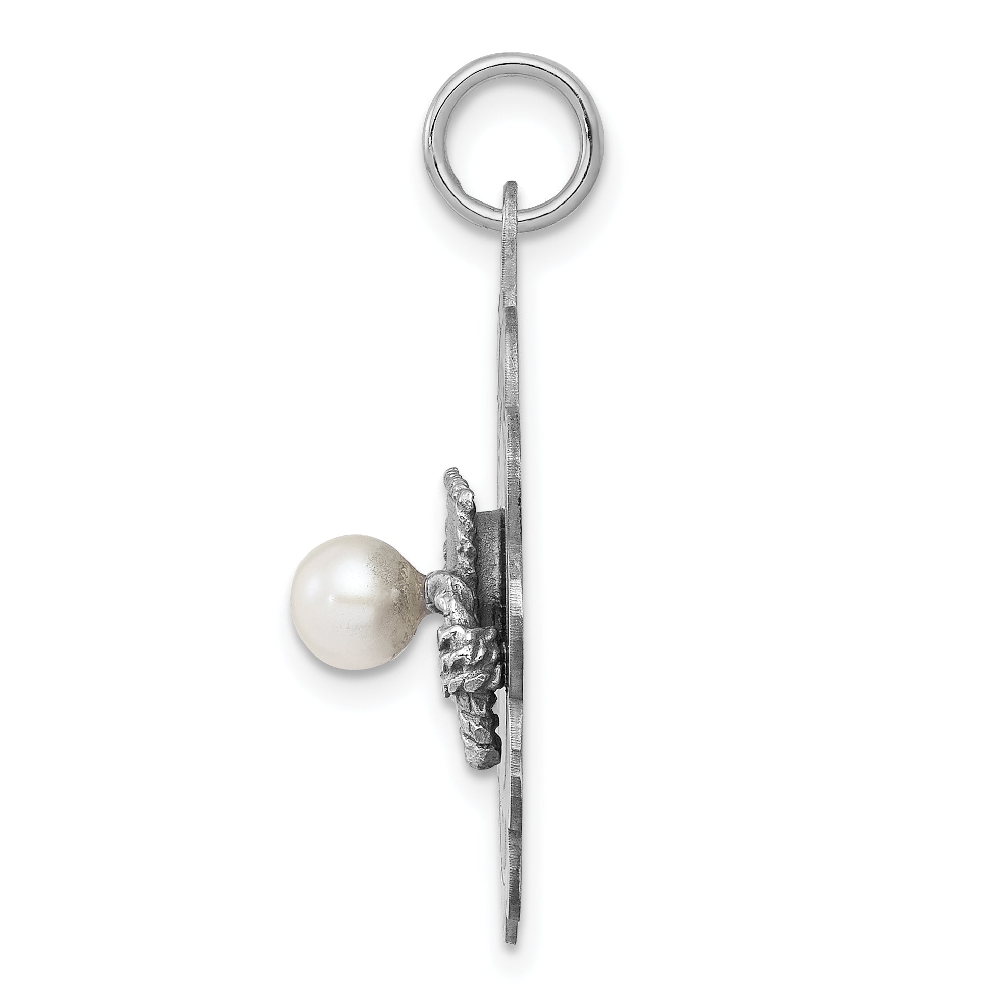 Sophia Jewelers Sterling Silver Graduation Pearl Charm with Rhodium Finish