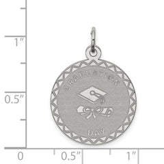 Sterling Silver Rhodium-plated Graduation Day Disc Charm