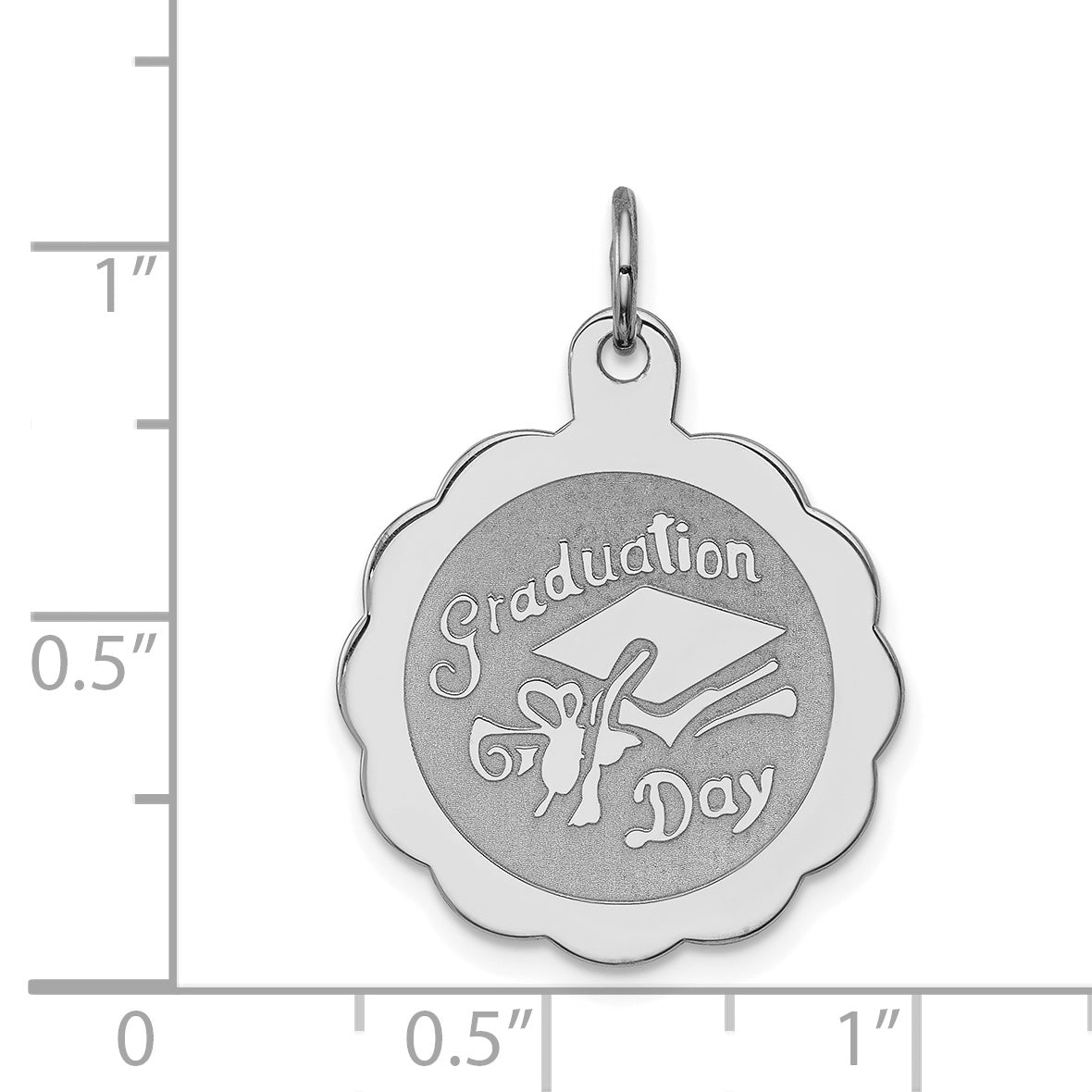 Sterling Silver Rhodium-plated Graduation Day Disc Charm