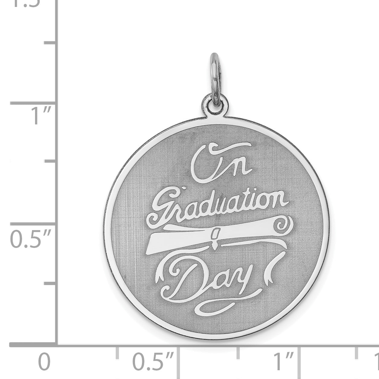 Sterling Silver Rhodium-plated On Graduation Day Disc Charm