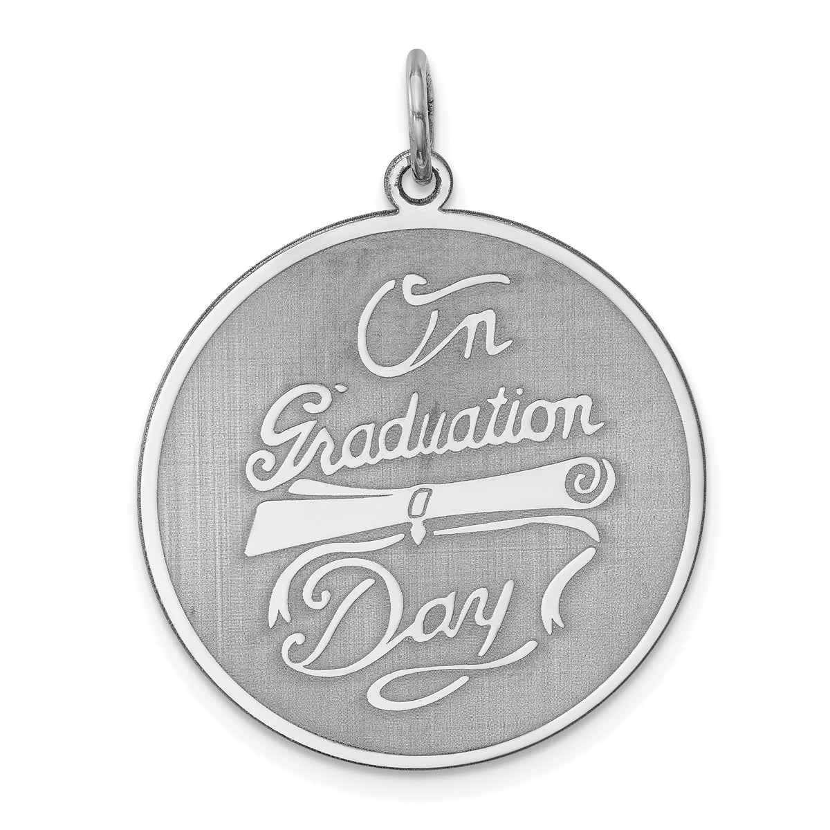 Sterling Silver Rhodium-plated On Graduation Day Disc Charm