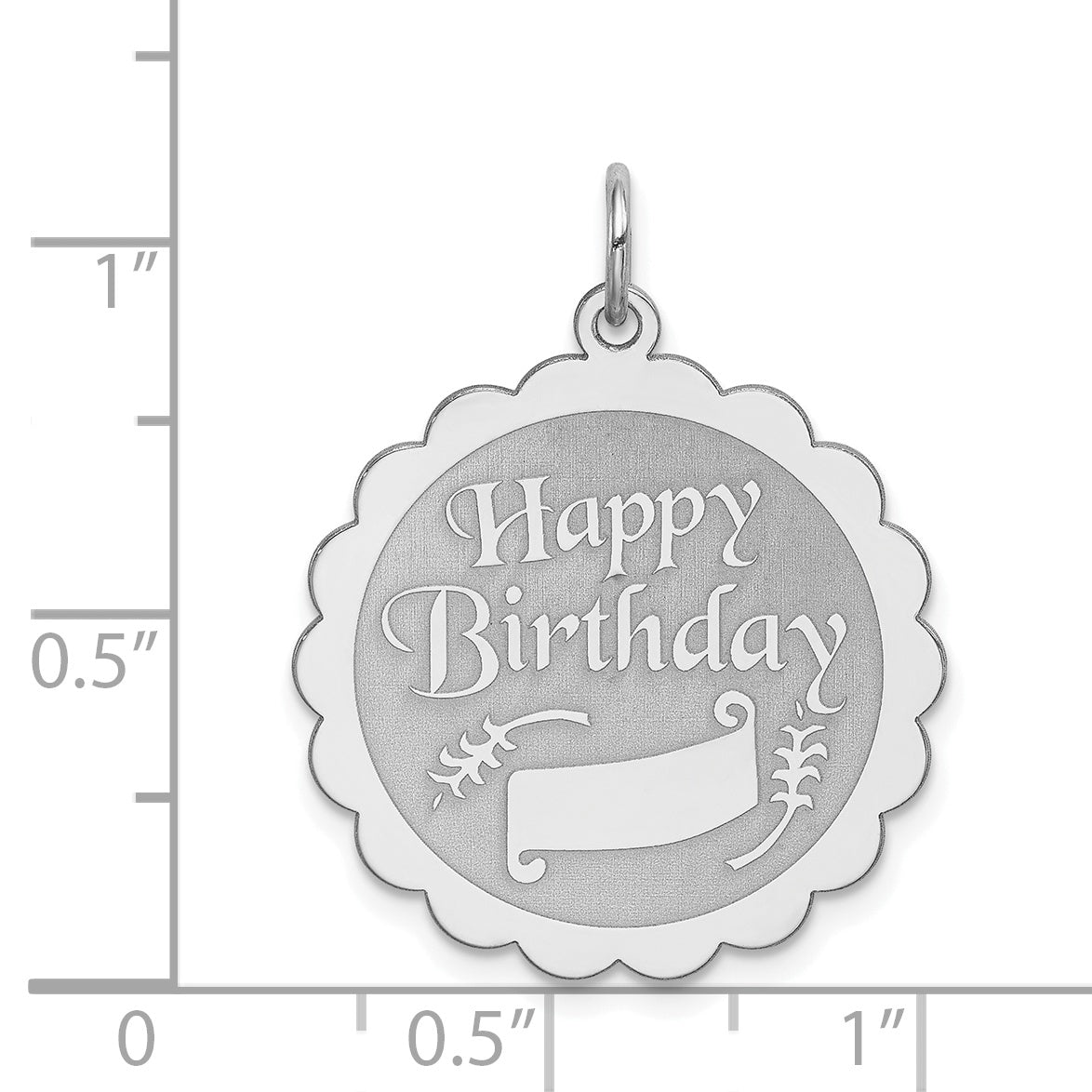 925 Sterling Silver Rhodium-Plated Happy Birthday Charm with Polished Finish