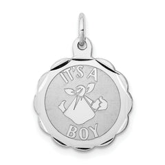 Sterling Silver Rhodium-plated Its a Boy Charm