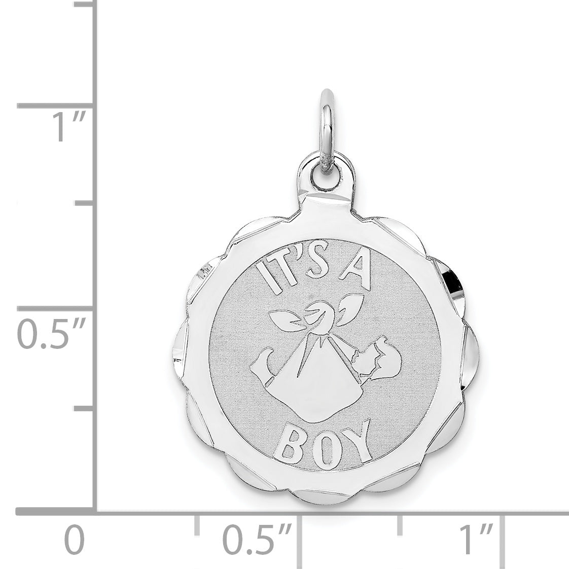 Sterling Silver Rhodium-plated Its a Boy Charm