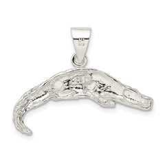 Sterling Silver Alligator Charm with Polished Anti-Tarnish Finish  925 Solid