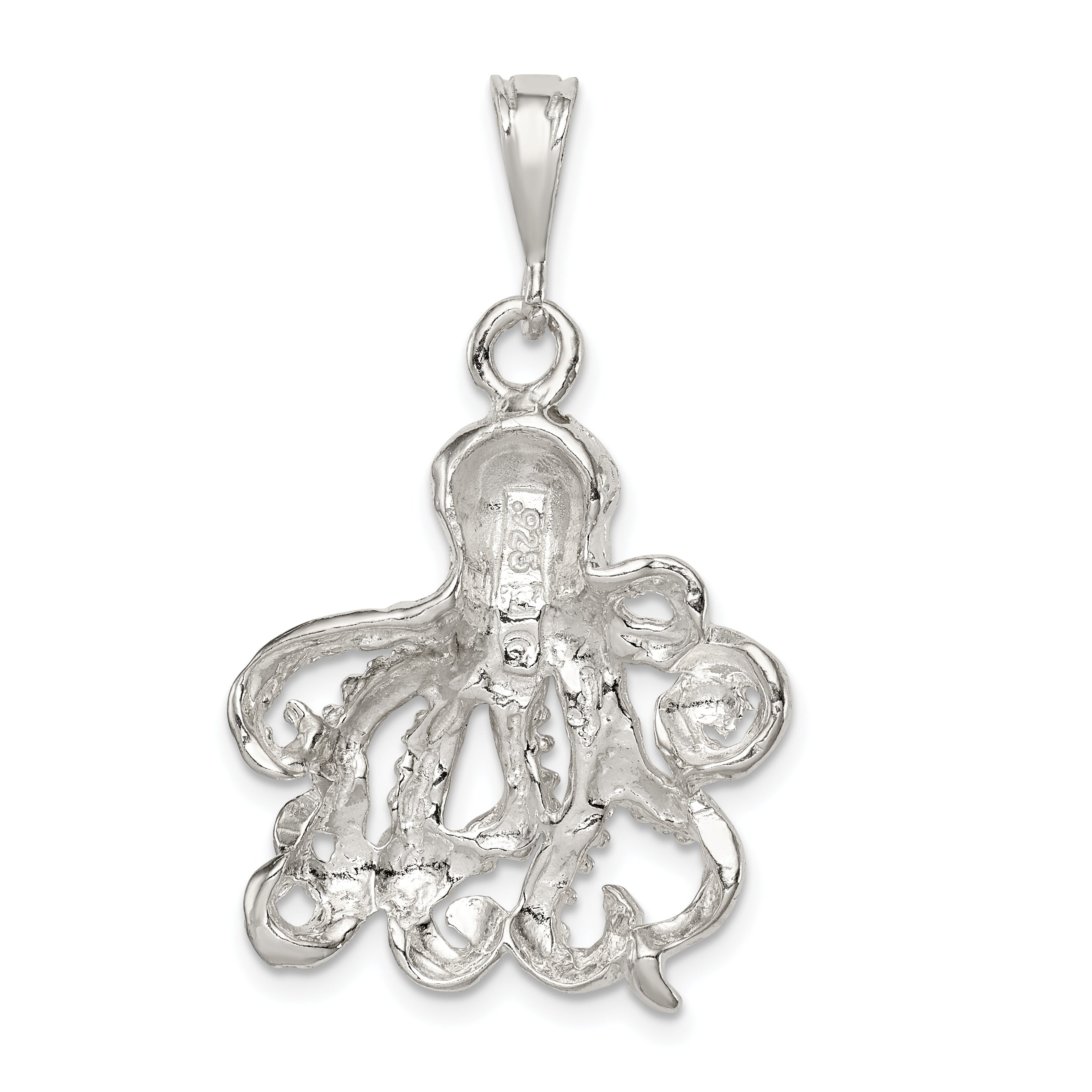 Sophia Jewelers Polished 925 Sterling Silver Octopus Charm with Anti-Tarnish Finish for Men