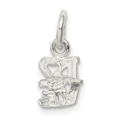 925 Sterling Silver Love Charm with Polished Finish and Anti-Tarnish Coating