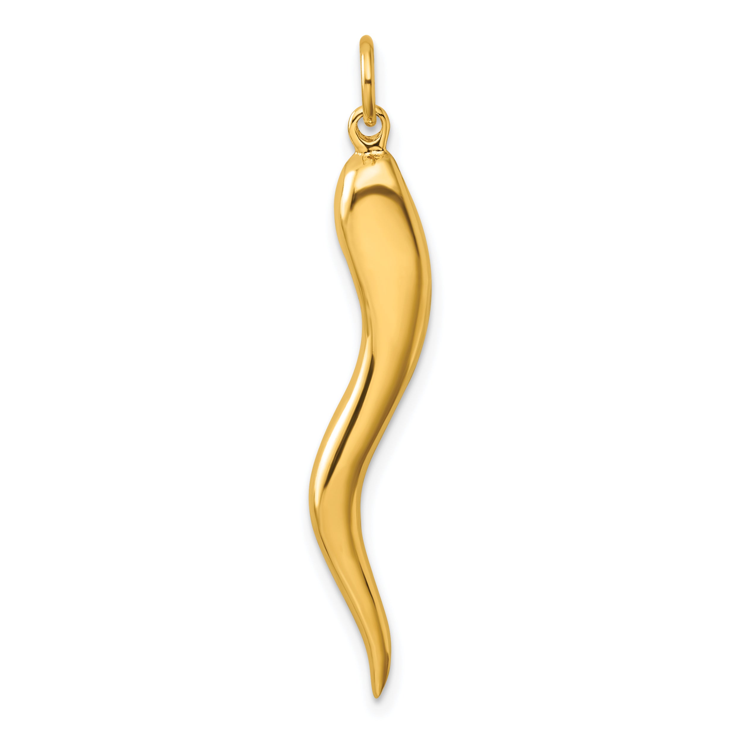 Sterling Silver Gold-tone Polished Italian Horn Pendant