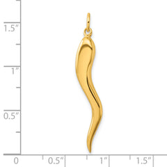 Sterling Silver Gold-tone Polished Italian Horn Pendant