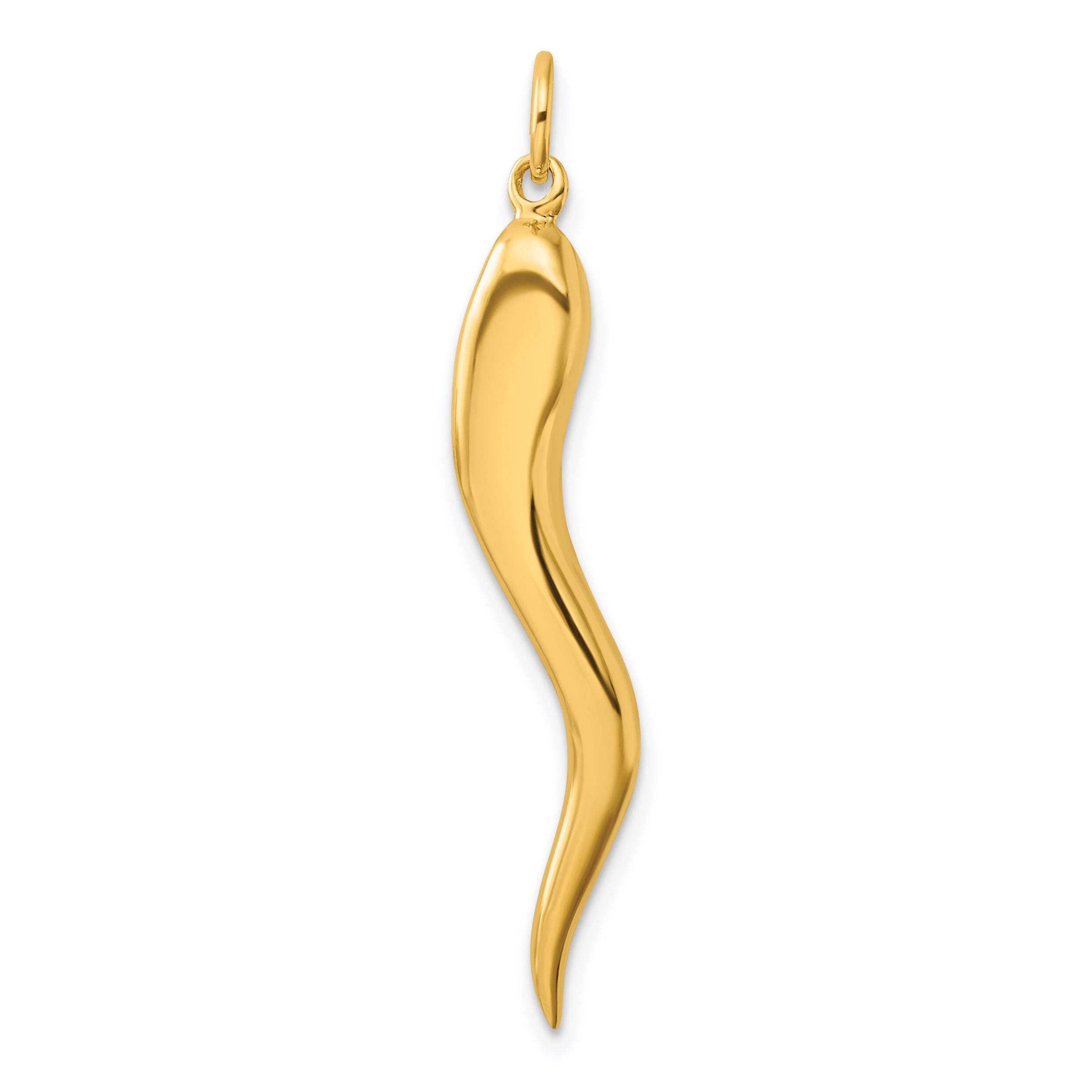 Sterling Silver Gold-tone Polished Italian Horn Pendant