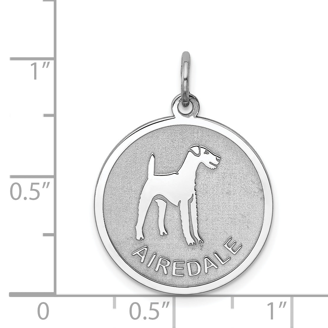 Sterling Silver Rhodium-plated Airedale Disc Charm