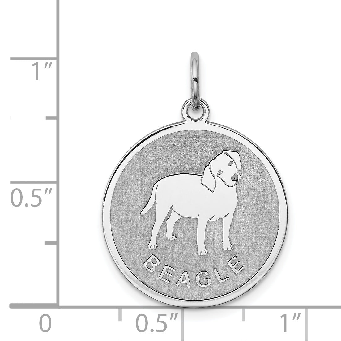 Sterling Silver Rhodium-plated Beagle Disc Charm