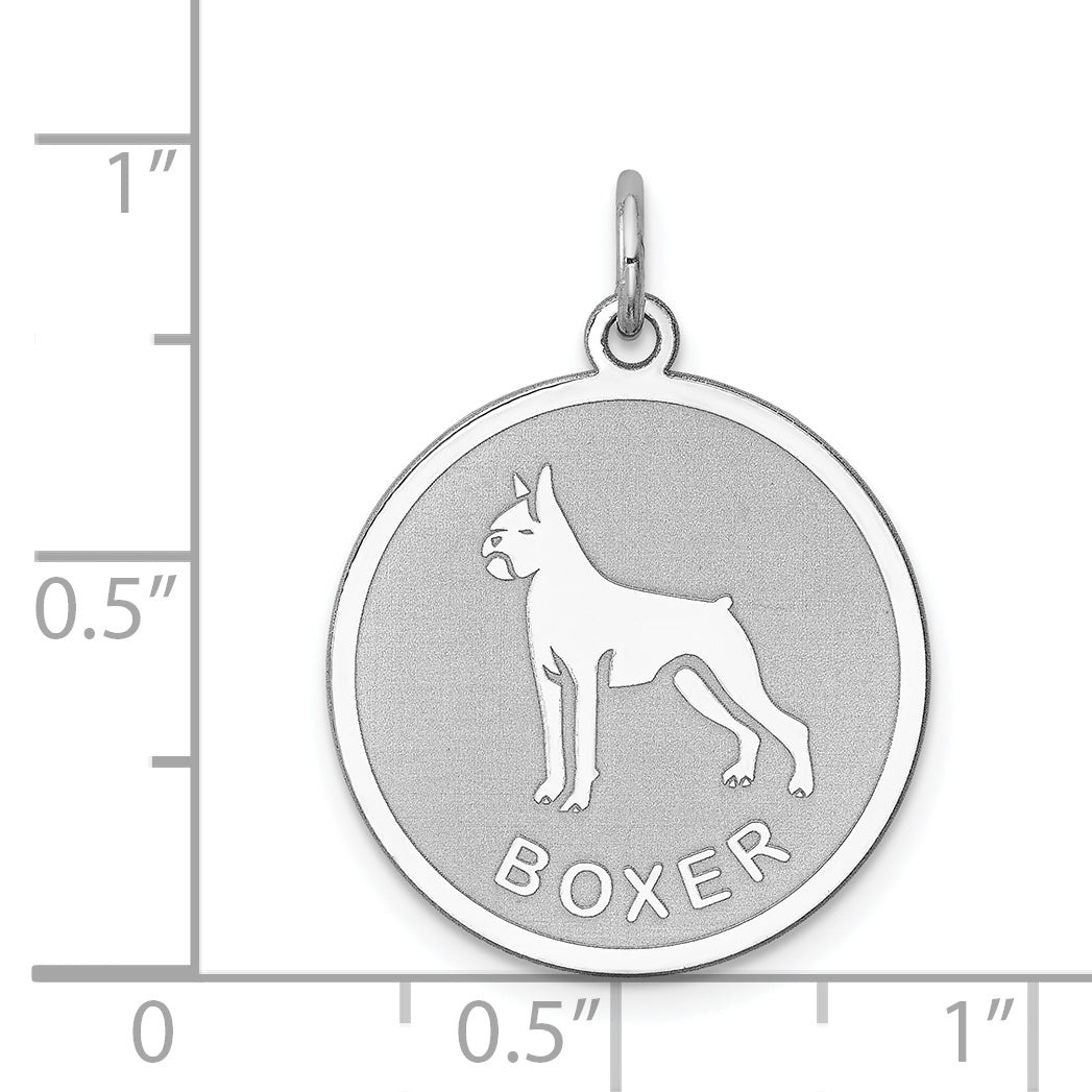 Sterling Silver Rhodium-plated Boxer Disc Charm