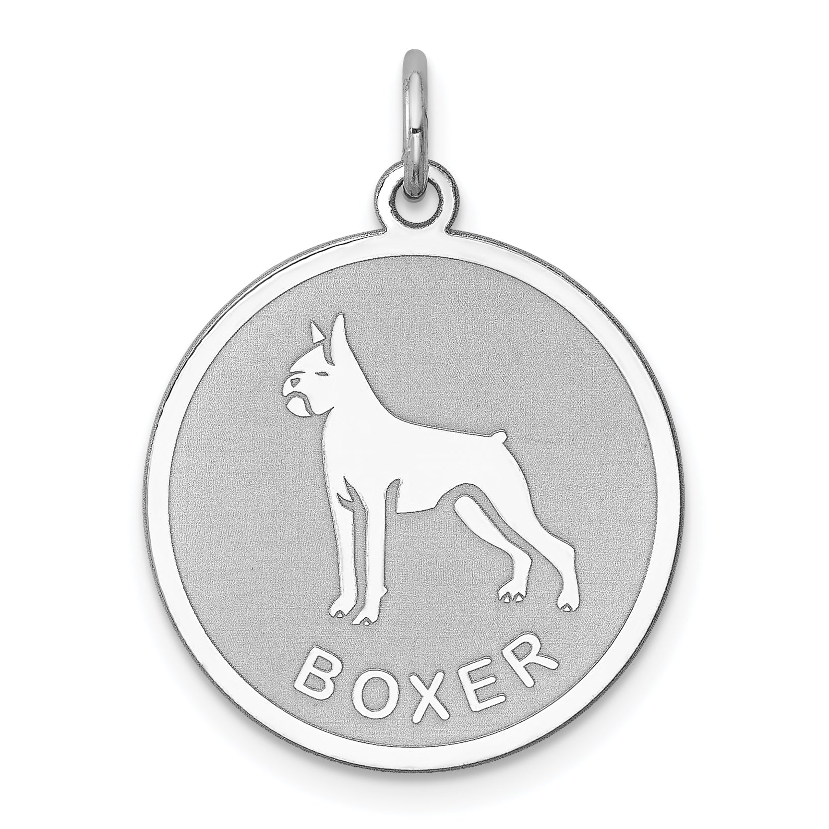 Sterling Silver Rhodium-plated Boxer Disc Charm