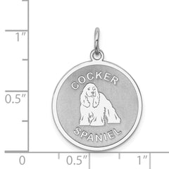 Sterling Silver Rhodium-plated Cocker Spaniel Disc Charm