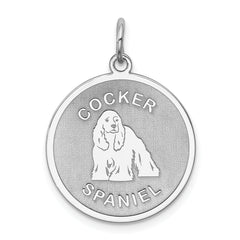 Sterling Silver Rhodium-plated Cocker Spaniel Disc Charm