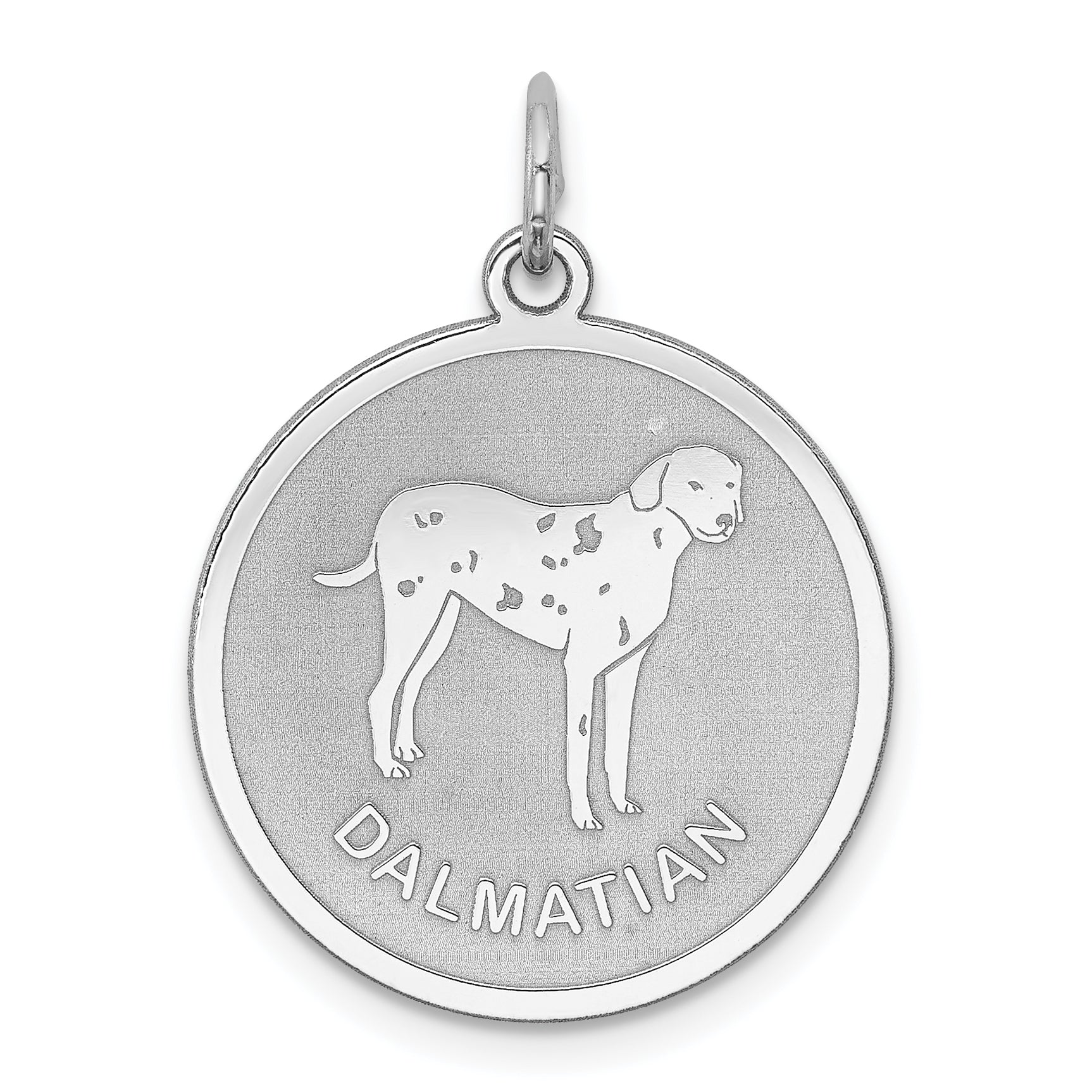 Sterling Silver Rhodium-plated Dalmatian Disc Charm