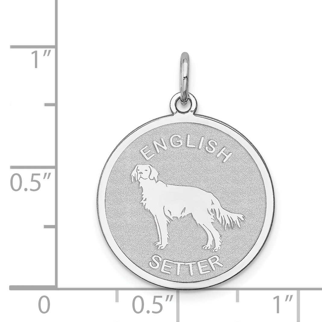 Sterling Silver Rhodium-plated English Setter Disc Charm