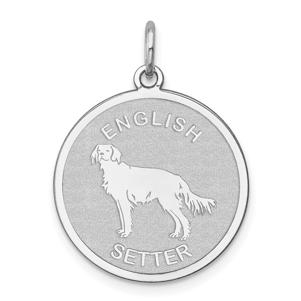 Sterling Silver Rhodium-plated English Setter Disc Charm