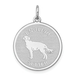 Sterling Silver Rhodium-plated English Setter Disc Charm