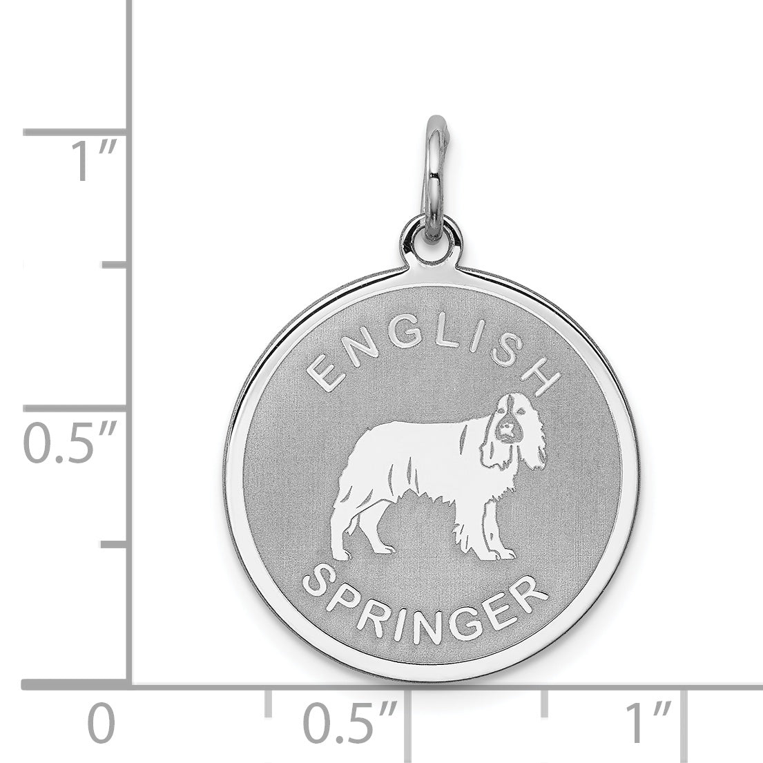 Sterling Silver Rhodium-plated English Springer Disc Charm