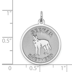 Sterling Silver Rhodium-plated German Shepherd Disc Charm