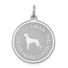 Sterling Silver Rhodium-plated German Shorthaired Pointer Disc Charm