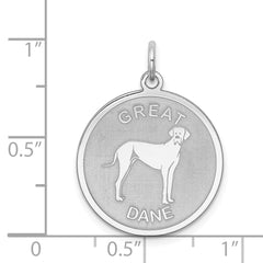 Sterling Silver Rhodium-plated Great Dane Disc Charm