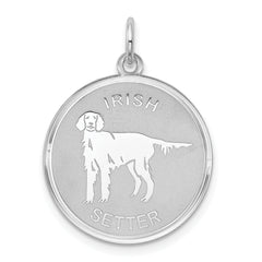 Sterling Silver Rhodium-plated Irish Setter Disc Charm