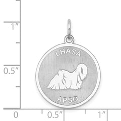 Sterling Silver Rhodium-plated Lhasa Apso Disc Charm