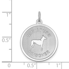 Sterling Silver Rhodium-plated Miniature Pinscher Disc Charm