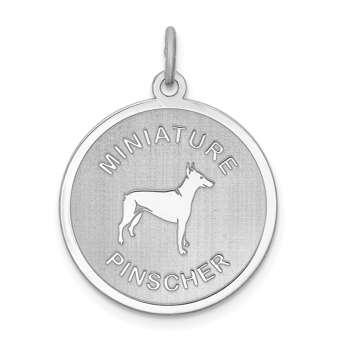 Sterling Silver Rhodium-plated Miniature Pinscher Disc Charm