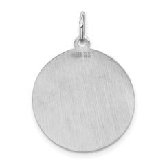 Sterling Silver Rhodium-plated Pomeranian Disc Charm