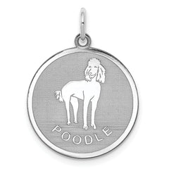 Sterling Silver Rhodium-plated Poodle Disc Charm