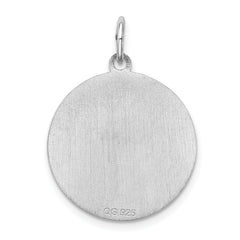 Sterling Silver Rhodium-plated Pug Disc Charm