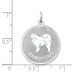 Sterling Silver Rhodium-plated Samoyed Disc Charm