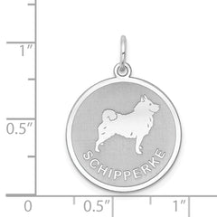 Sterling Silver Rhodium-plated Schipperke Disc Charm