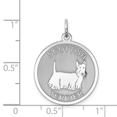 Sterling Silver Rhodium-plated Scottish Terrier Disc Charm