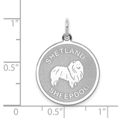 Sterling Silver Rhodium-plated Shetland Sheepdog Disc Charm