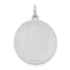 Sterling Silver Rhodium-plated Siberian Husky Disc Charm