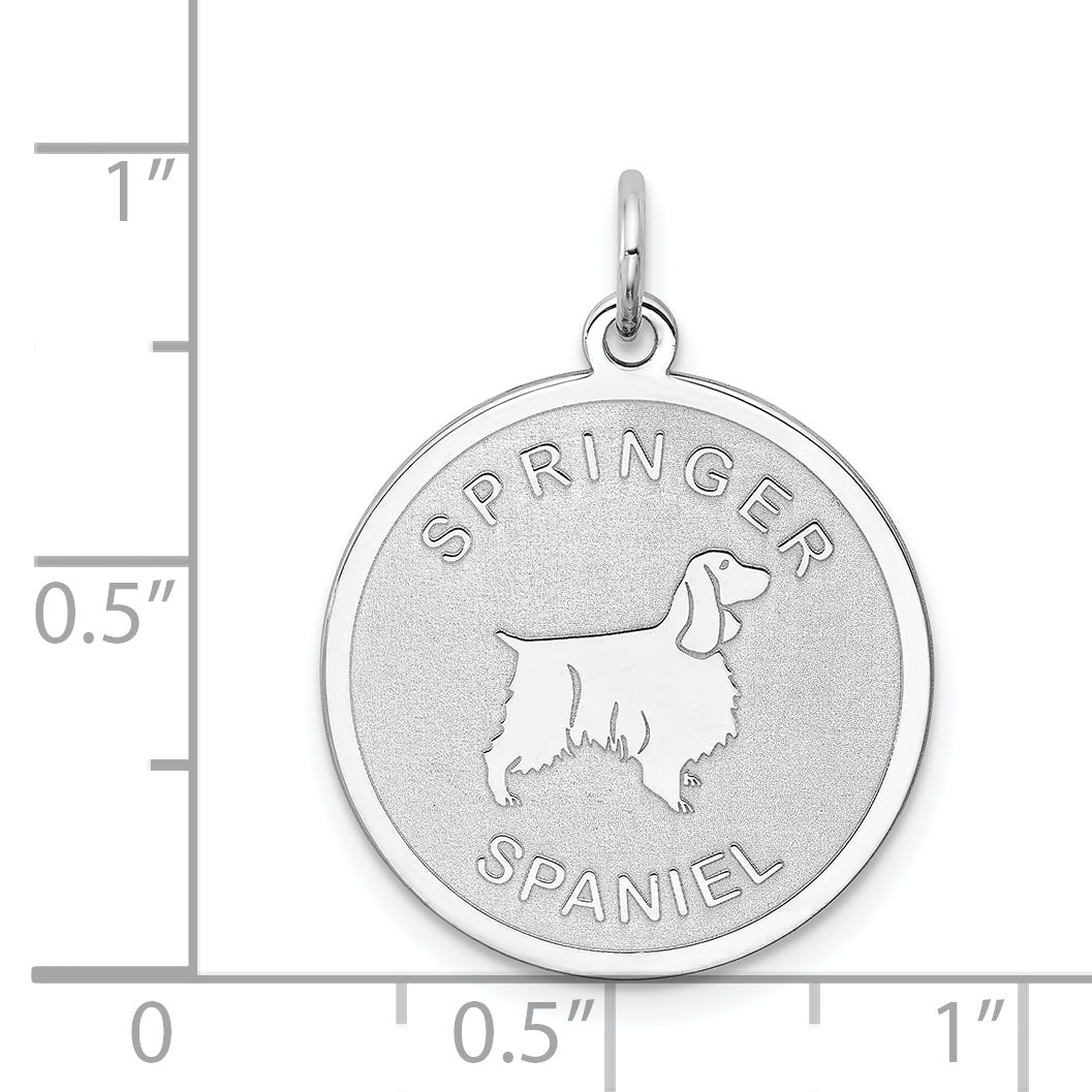 Sterling Silver Rhodium-plated Springer Spaniel Disc Charm