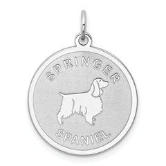 Sterling Silver Rhodium-plated Springer Spaniel Disc Charm