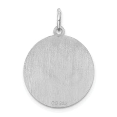 Sterling Silver Rhodium-plated St. Bernard Disc Charm