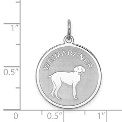 Sterling Silver Rhodium-plated Weimaraner Disc Charm